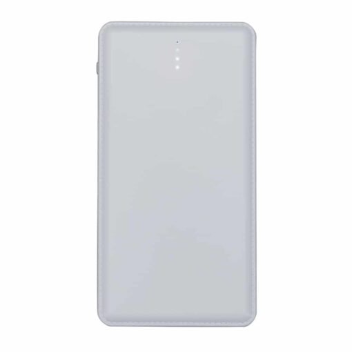 POWER BANK PLÁSTICO SLIM COM INDICADOR LED SPX-02033 NA COR BRANCO OU TRANSPARENTE