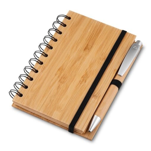 CADERNO PARA ANOTAÇÕES 14X9 C/ CANETA  SPX-14660 NA COR MADEIRA