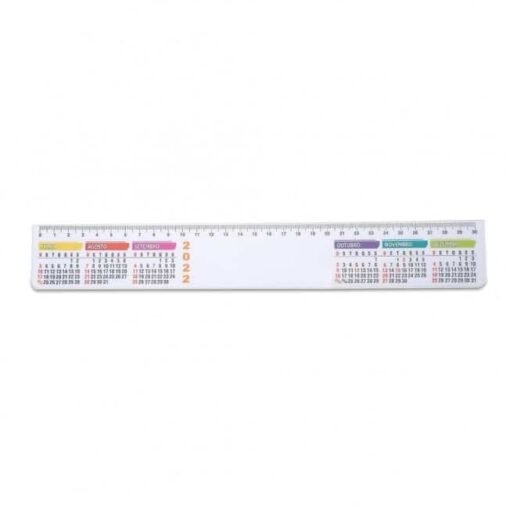 RÉGUA PLÁSTICA 30CM C/ CALENDÁRIO  SPX-P@13038 NA COR BRANCO OU TRANSPARENTE